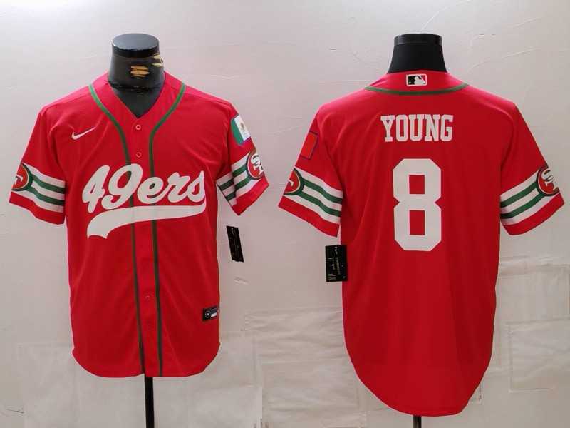 Men%27s San Francisco 49ers #8 Steve Young Red Mexico Cool Base Stitched Baseball Jersey